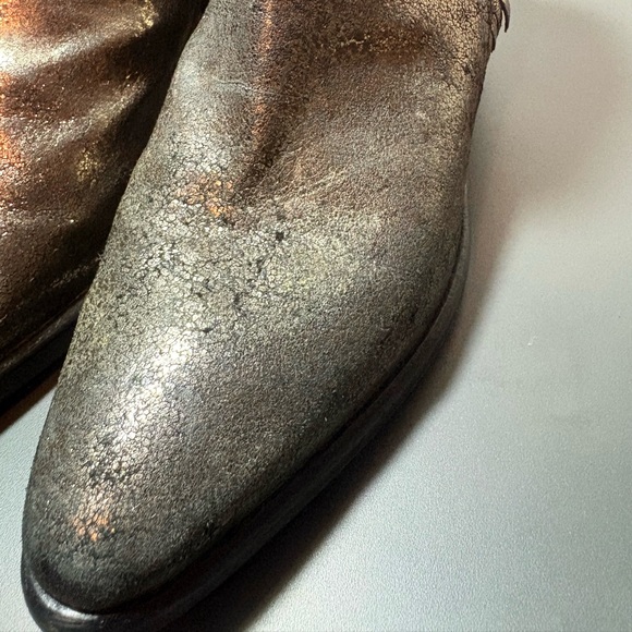 GIANLUCA TOMBOLINI Silver Metallic Leather Fringe Ankle Boots - Picture 3 of 9